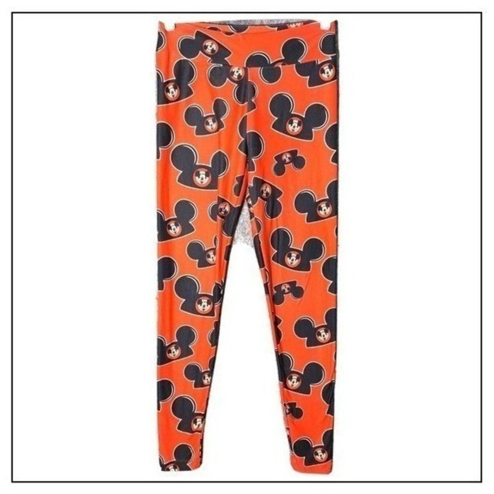 Disney Parks Leggings Women S Red Mickey Mouse Theme Park Lounge Stretch Comfort